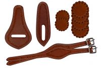 10 Piece saddle leather replacement kit. Medium leather accented with scalloped tooled boarders