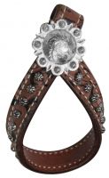 Brown Filigree Leather Tie down Keeper