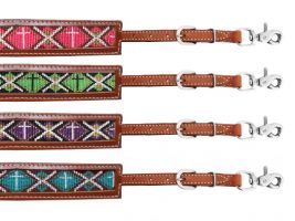 Showman Medium leather wither strap with beaded inlay