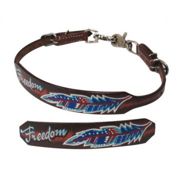 Showman Medium leather wither strap with painted " Freedom" design
