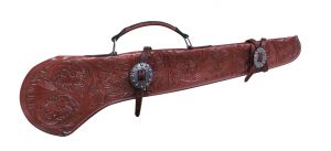 Showman 34" Floral tooled gun scabbard with engraved buckles