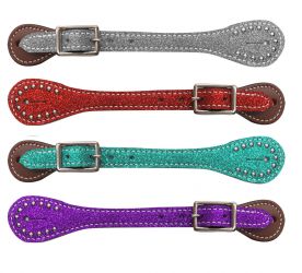 Showman Ladies glitter leather spur straps. Sold in pairs