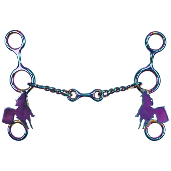 Showman Fast Turns Titanium Coated Stainless Steel JR Cowhorse Bit with Dog Bone and Copper Roller