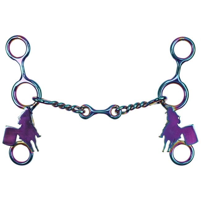 Showman Fast Turns Titanium Coated Stainless Steel JR Cowhorse Bit with Dog Bone and Copper Roller