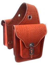 Showman Basketweave tooled leather saddle bag