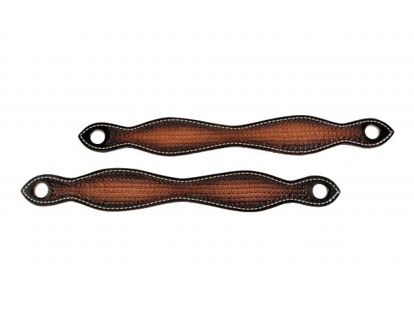 Showman Basketweave tooled leather slobber straps