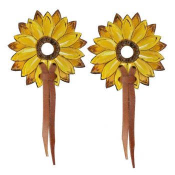 Showman hand painted sunflower leather bit guards