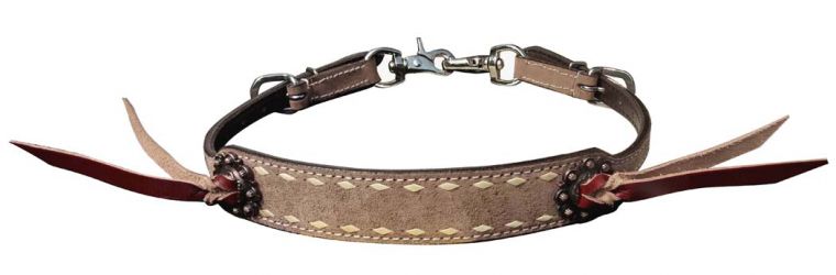 Showman Roughout leather wither strap with natural buckstitch trim