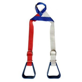 Showman Heavy duty Red, White, and Blue nylon adjustable buddy stirrups