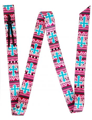 Showman  72" x 1.75" Premium Quality Pink Southwest Cross Print Nylon tie strap