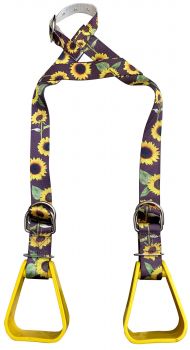 Showman Heavy duty nylon adjustable buddy stirrups with Sunflower Print