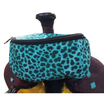 Showman Teal Cheetah Insulated Nylon Saddle Pouch