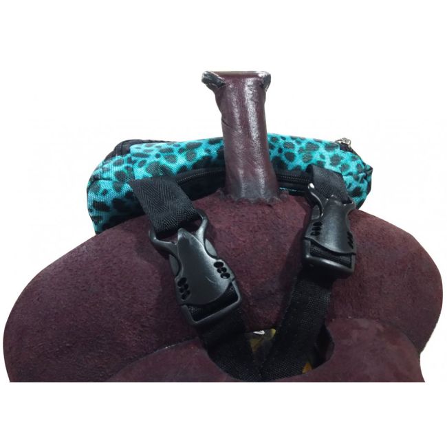 Showman Teal Cheetah Insulated Nylon Saddle Pouch #2