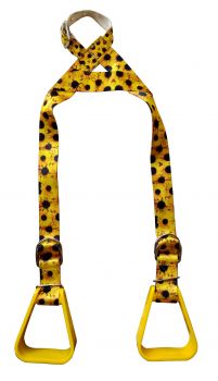 Showman Heavy duty nylon adjustable yellow buddy stirrups with Sunflower Print