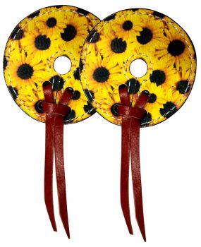 Showman Leather bit guards with sunflower design