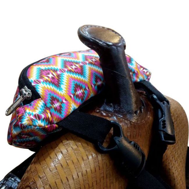 Showman Bright Pink Aztec Print Insulated Nylon Saddle Pouch #2