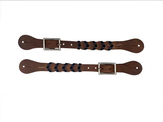 Showman Argentina Cow Leather Braided Ladies Spur strap with accent leather color and buckles #2