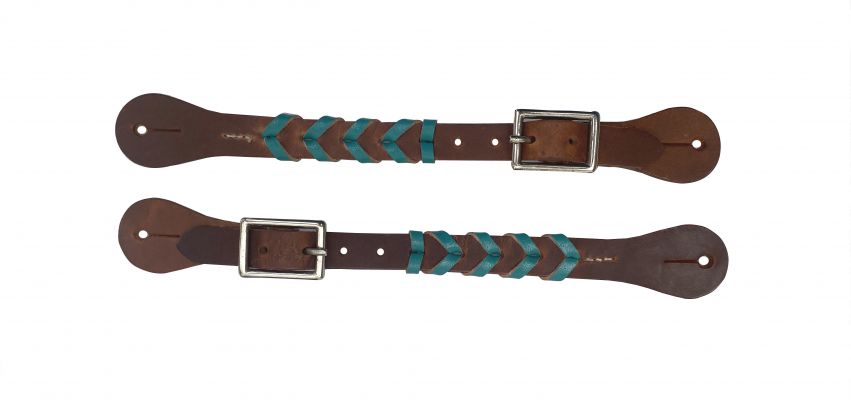Showman Argentina Cow Leather Braided Ladies Spur strap with accent leather color and buckles #3
