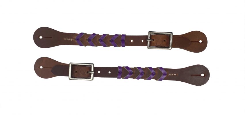 Showman Argentina Cow Leather Braided Ladies Spur strap with accent leather color and buckles #4