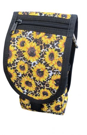 Showman Sunflower and cheetah print codura cell phone&#47;accessory case