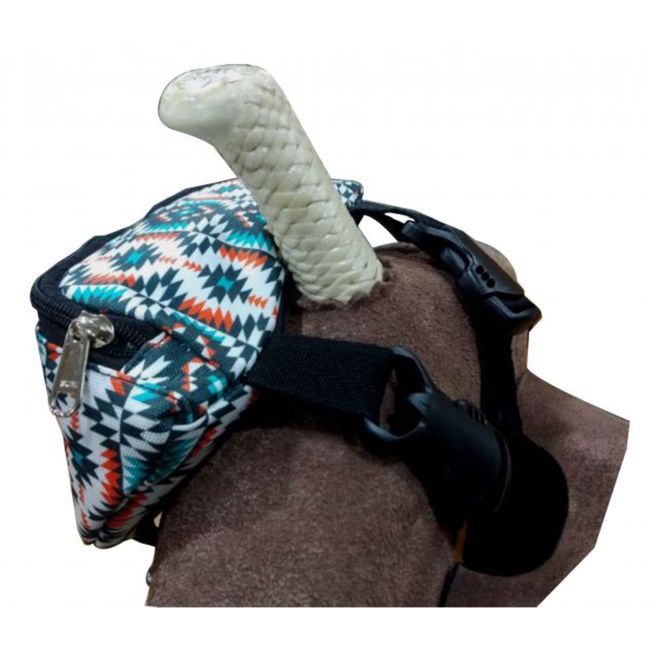 Showman Aztec Print Insulated Nylon Saddle Pouch - White, Peach, and Teal #2