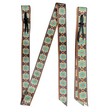 Showman Premium Quality Brown Southwest Print Nylon Tie Strap and Off Billet Set