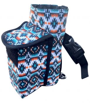 Showman Aztec printed insulated nylon bottle carrier with pocket