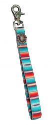 Showman Premium nylon Serape print Key Chain with floral concho