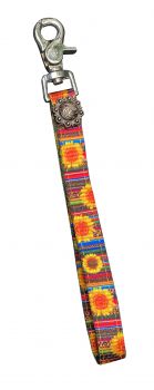 Showman Premium nylon Serape &amp; Sunflower print Key Chain with floral concho