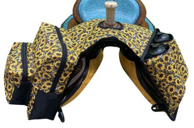 Showman Sunflower and Cheetah Print Nylon Horn Bag