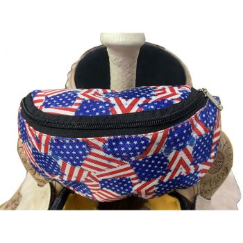 Showman American Flag Print Insulated Nylon Saddle Pouch