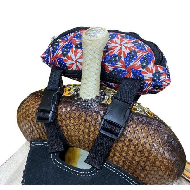 Showman American Flag Starburst Print Insulated Nylon Saddle Pouch #2
