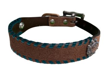 Showman Genuine leather 1" dog collar rawhide lacing #2