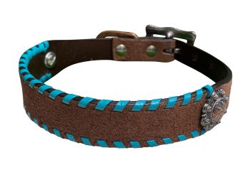 Showman Genuine leather 1" dog collar rawhide lacing #4