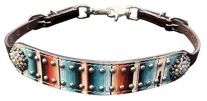 Showman Leather Serape Print wither strap with bling conchos
