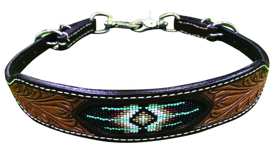 Showman Wither strap with beaded southwest design inlay
