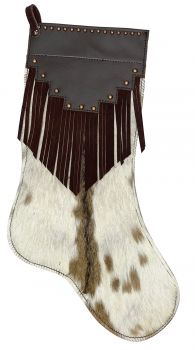 Showman Hair on Cowhide Christmas Stocking with fringe