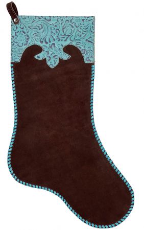 Showman Leather Christmas Stocking with rawhide wrapped edge