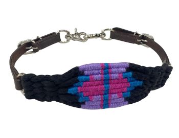 Showman Wool Blend Multi Strand wither strap - black and purple