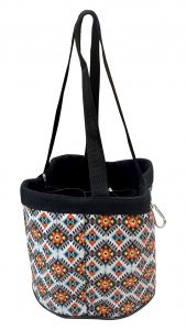 Showman Aztec print durable nylon grooming tote with 4 large pockets that fit most size brushes