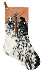 Showman Black and White Speckled Cowhide Christmas Stocking