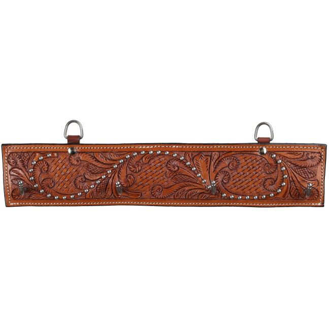 Showman Leaf Tooled Leather Wall Hook Rack - Single Hooks