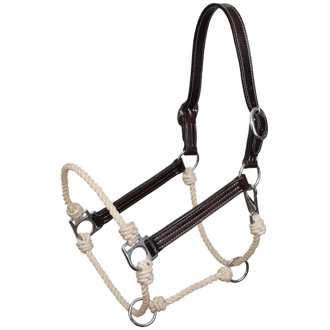 Showman Leather Stitched Hybrid Halter