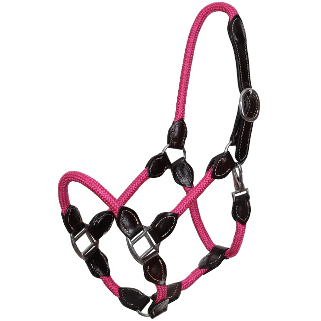 Showman Poly Rope Leather Halter #2