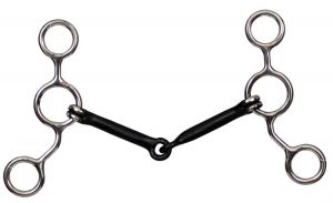 Showman stainless steel JR Cow-horse bit with 5 1/4" shanks. 5 1/4" sweet iron mouth