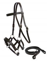 Showman Leather bitless bridle with reins