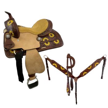 Double T Harvest Sunflower Barrel Style Saddle - 10 Inch