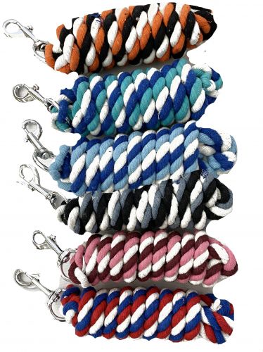 Multi Color 8ft cotton lead featuring a swivel bolt snap