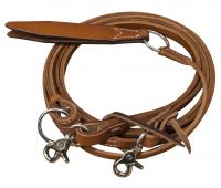 Showman Argentina cow leather romal reins with leather popper