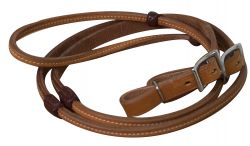 Showman 8ft Argentina cow leather reins with burgundy braided rawhide accents